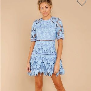 Oblivious Beauty Powder Blue Lace Dress - Medium